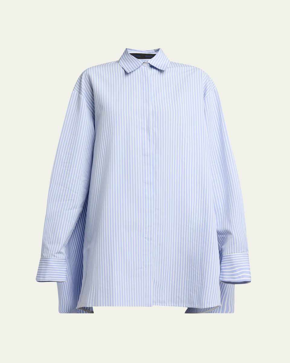 Isla Striped Cotton-Silk Poplin Cape Mini Shirtdress